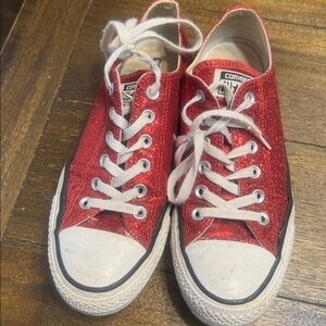 Converse Sparkly Red Low-Top Sneakers
